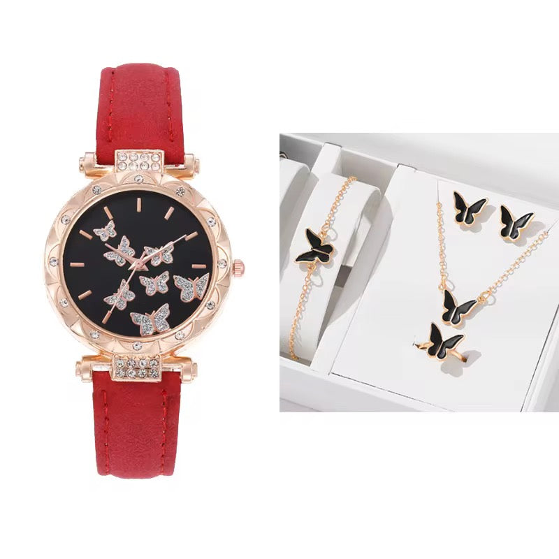 Ensembles bijoux et montre rouge